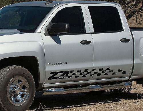 Side-Tür-Vinylaufkleber im Schachbrett-Stil für Chevrolet Silverado