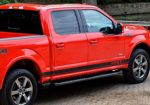 Benutzerdefinierter Aufkleber mit doppeltem Konturstreifen für Schwellerverkleidung, Vinylfolie für Ford F-150