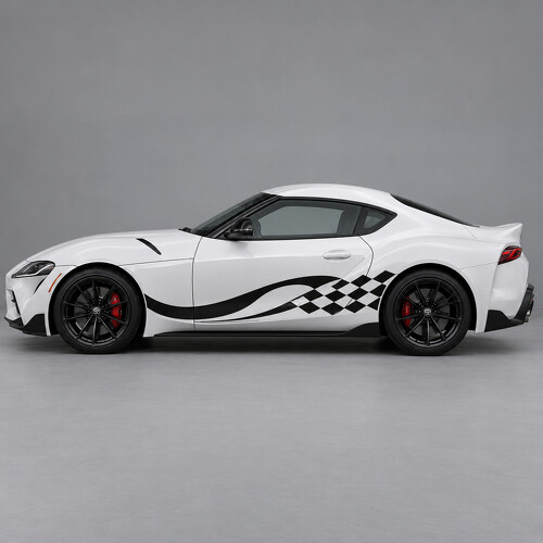 Checker Rückstoßstreifen Seiten-Vinyl-Aufkleber für Toyota GR Supra 3.0 Premium A90 2020–2026_1