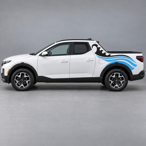 Coastal Breaker Wave Streifen Vinyl-Aufkleber für Seitenwand und Säule für Hyundai Santa Cruz SEL NXT 2022–2024_1