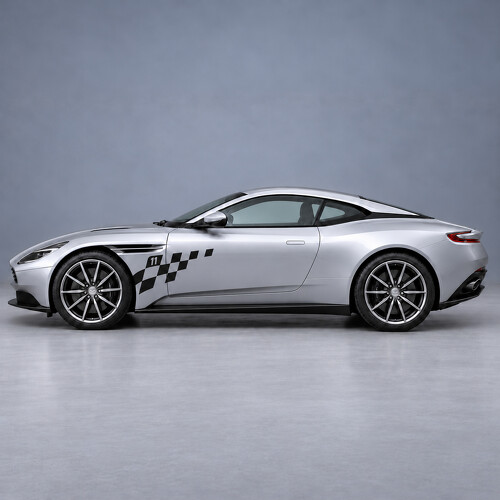 Gefiederter Check Front Kotflügel und Tür Vinyl-Aufkleber für Aston Martin DB11 V8 Coupe 1. Generation 2018–2023