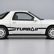 Rotary Turbo Ribbon Streifen Seiten-Vinyl-Aufkleber für Mazda RX-7 Turbo II FC Serie 4 Zweisitziges Coupé 1987_2
