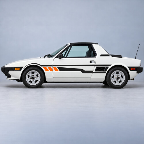 Gesplittete Gurtstreifen Seiten Tür Vinylaufkleber für Bertone X1/9 1500 Nordamerikanischer Targa 1985