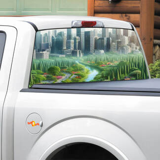 City vs Nature Heckscheiben-Aufkleber, Pick-up-Truck-SUV-Auto
