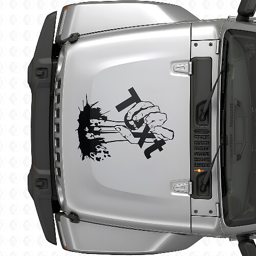 Zombie-Hand-Aufkleber mit benutzerdefiniertem Text für die Motorhaube des Jeep Wrangler