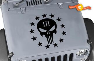 Vinyl-Motorhaubenaufkleber für Jeep Wrangler Punisher III, 50,8 x 50,8 cm