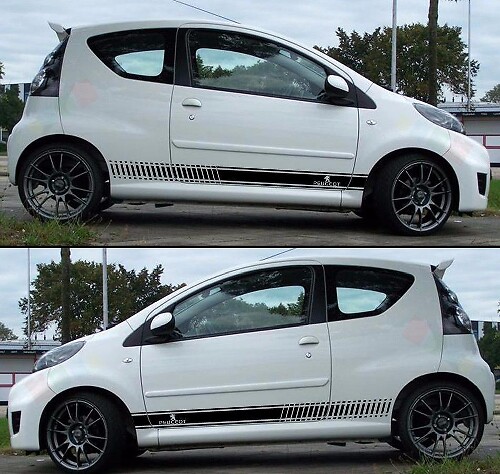Aufkleber Aufkleber Streifen Kit für PEUGEOT 107 Spoiler Stoßstange Auspuff Licht Frontlippe