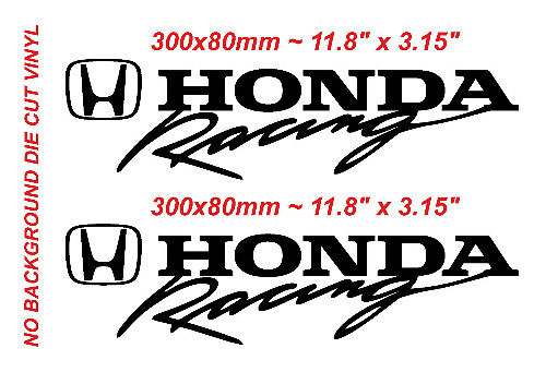 2 x Honda Racing Type R Aufkleber Vinyl gestanzter Honda Racing Aufkleber in Schwarz