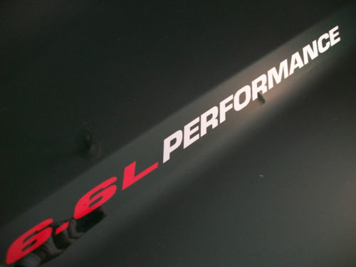 6.6L PERFORMANCE (Paar) Motorhauben-Vinylaufkleber mit Emblem Chevrolet GMC Duramax