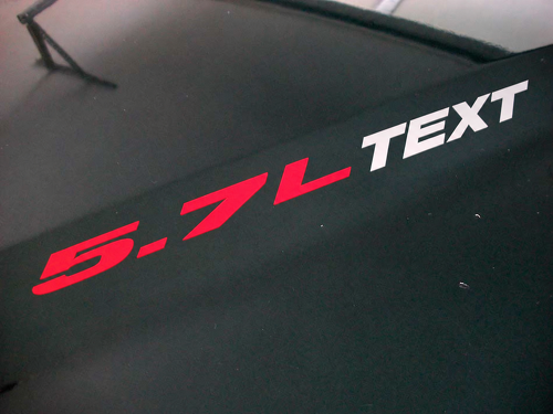 Custom Text 5.7L Motorhaubenaufkleber Paar für Dodge Ram, Charger, Challenger