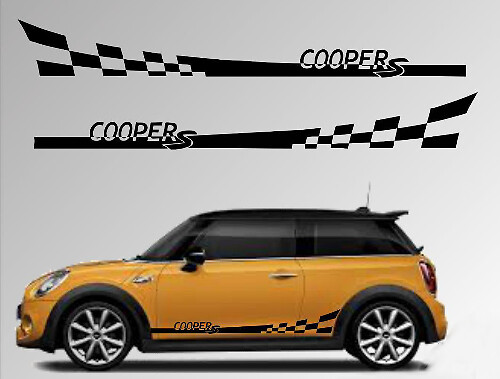 Schachbrett-Flaggen Seitenstreifen Vinyl-Aufkleber Satz für Mini Cooper S R56 2006-2013