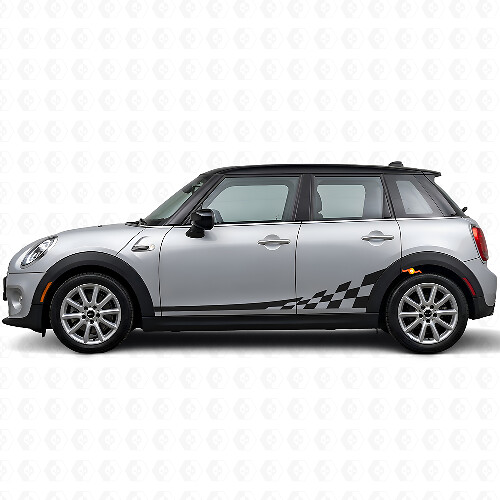 Schachbrettflaggen-Seitenstreifen Vinyl-Aufkleberset für Mini Cooper F56