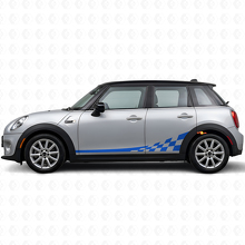 Schachbrettflaggen-Seitenstreifen Vinyl-Aufkleberset für Mini Cooper F56_2