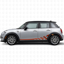 Schachbrettflaggen-Seitenstreifen Vinyl-Aufkleberset für Mini Cooper F56_4