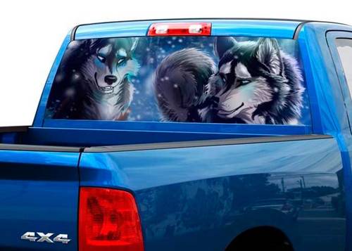 Zeichnung zwei Wölfe Heckscheibe Aufkleber Aufkleber Pick-up-Truck SUV Auto