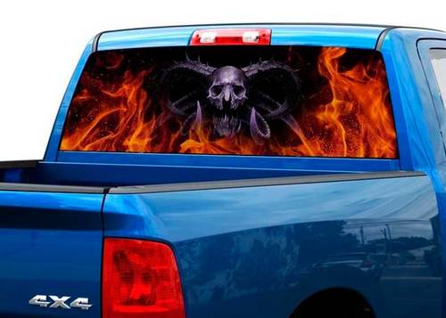 Todesdämon in Flammen Heckscheibenaufkleber Pickup Truck SUV Auto