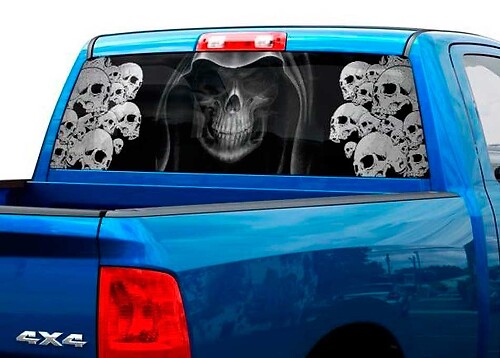 Skull Grim Reaper Heckscheiben-Vinylaufkleber für Pickup-Trucks und SUVs