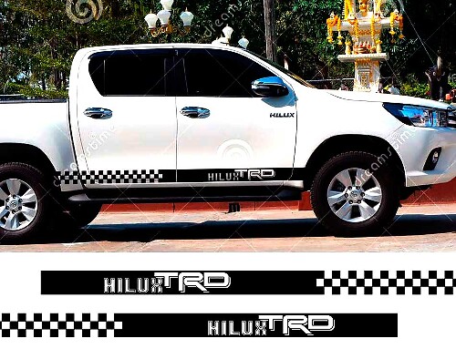 2 PC hilux TRD HILUX karierter Racing-Seitenstreifen-Grafik-Vinyl-Aufkleber für TOYOTA HILUX-Aufkleber