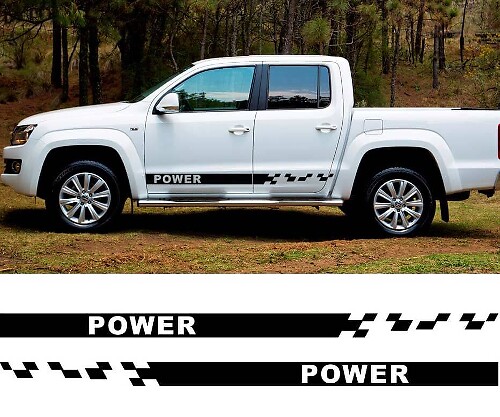 Power Schachbrett-Seitenstreifen Vinyl-Aufklebersatz für VW Amarok 2010