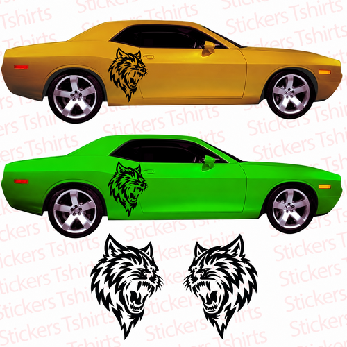 Custom Cat Head Door Graphic Pair Tür Vinylaufkleber für Dodge Challenger Hellcat