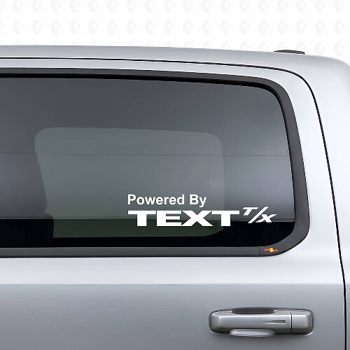 Powered By mit individuellem Text Seitenscheiben Vinyl-Aufkleber Paar für Dodge Ram