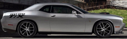Vinylaufkleber Custom TEXT TEXT T/X für die hintere Seitenwand des Dodge Challenger