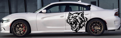 Benutzerdefinierter Vinyl-Aufkleber mit Katzenkopf-Motiv für Dodge Charger Hellcat 2015-2023