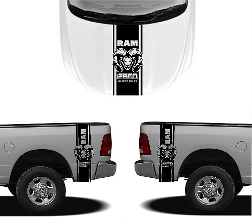 3X DODGE HOOD FENDER DECALS RAM HEMI 2500 1500 Grafik-Vinyl-Körperaufkleber