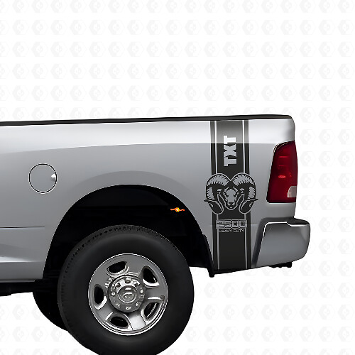Hemi Custom Text Rückseitige Seitenstreifen Vinyl-Aufkleber-Set für Dodge Ram 1500 2500