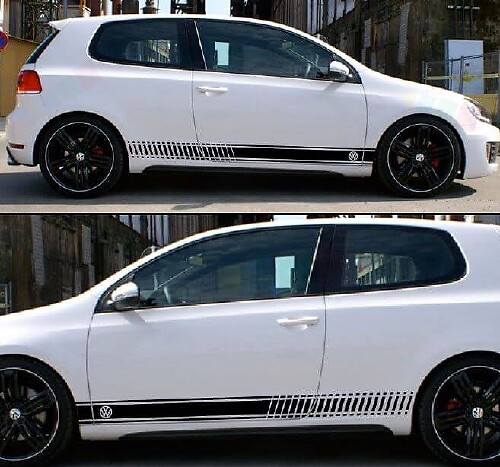 Schachbrettseitenstreifen Vinyl-Aufkleber-Kit für Volkswagen VW Golf GTI MK1-MK7