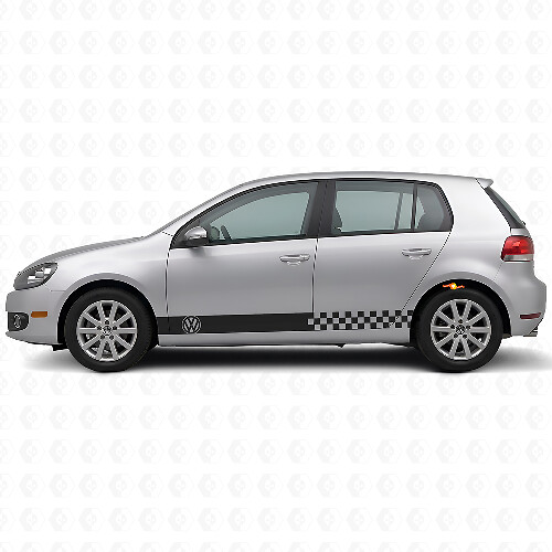Kariertes Seitenstreifen Vinyl-Aufkleber-Kit für Volkswagen Golf Mk4-Mk7 GTI R32