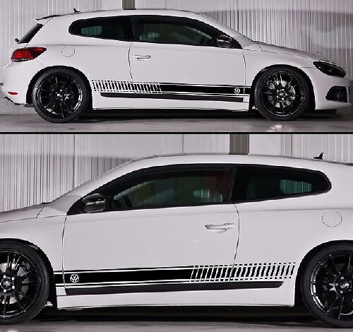 Rennstreifen mit VW-Logo Seiten-Vinylaufkleber für Volkswagen Scirocco