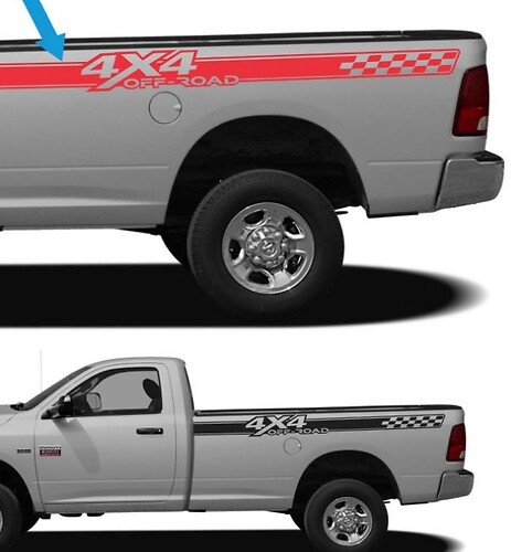 4x4 Offroad Schachbrettstreifen Seitenwand Vinylaufkleber für Dodge Ram 1500
