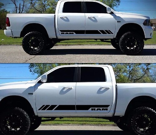 Vinyl-Aufkleber mit karierten Seitenstreifen für Dodge Ram 2009–2017