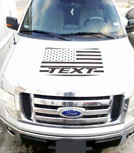 Individuelle Text-Sperrung Schwarzer amerikanischer Flaggen-Vinyl-Kapuzensaufkleber für Musclecar Truck 2009-2014
