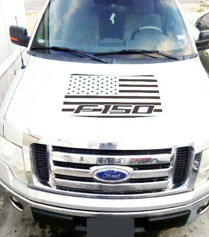 FORD F150 2009 2010 2011 2012 2013 2014 VERDUNKELUNG AMERIKANISCHE FLAGGE VINYL-HAUBENAUFKLEBER