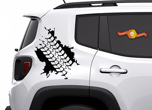 Reifenprofil Schlamm Spritzer Hintere Seiten Vinyl Aufkleber Set für Jeep Renegade