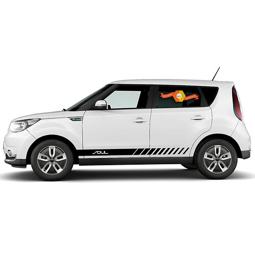 Paar SOUL abgewinkelte Seitentür-Racing-Streifen-Grafikaufkleber für Kia Soul
