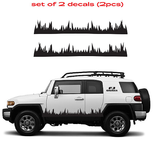 Gras-Silhouette Seiten-Tür Vinyl-Aufkleber-Set für Toyota FJ Cruiser