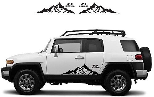 Mountain- & FJ-Logo Seiten-Vinylaufkleber-Set für Toyota FJ Cruiser