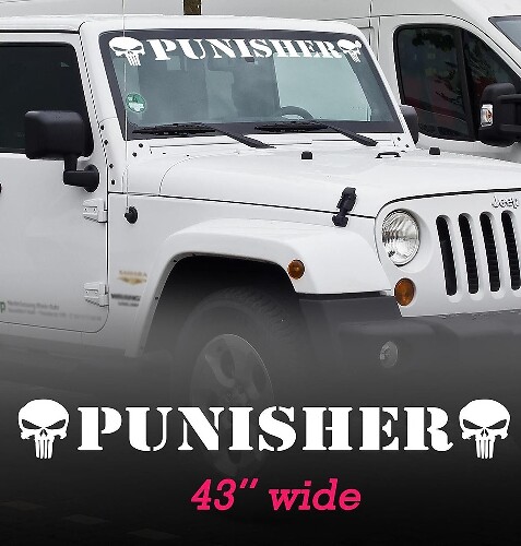 Punisher-Schädel Windschutzscheiben-Banner Vinyl-Aufkleber für Jeep Wrangler