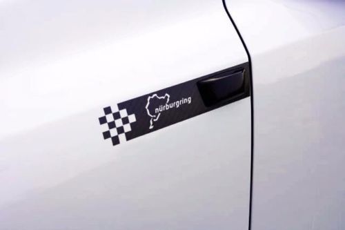 Paar schwarze NURBURGRING-Streifen mit Zielflaggen-Vinyl-Aufkleber