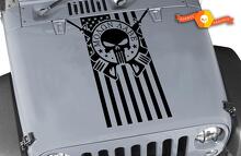Punisher-Schädel Molon Labe US-Flagge Motorhauben-Vinylaufkleber_2
