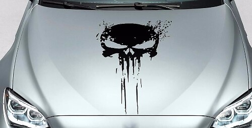 Punisher-Skull-Splash-Stil Motorhauben-Vinylaufkleber für Autos