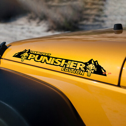 Punisher Edition Schriftzug Motorhauben Vinylaufkleber für Jeep Wrangler
