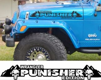 The Punisher Edition Version 2 Motorhaubenaufkleber. Custom-Set für Jeep Wrangler Motorhauben