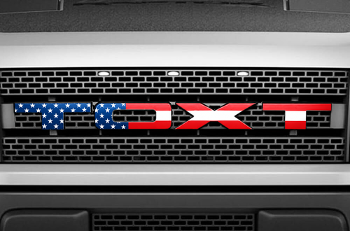 Musclecar power truck Kühlergrilleinsatz Aufkleber (2010-2014) im Design der amerikanischen Flagge
