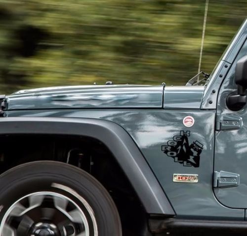 Pair Rock n Roll Badge Vinyl-Aufkleber (passt zu Wrangler Rubicon)