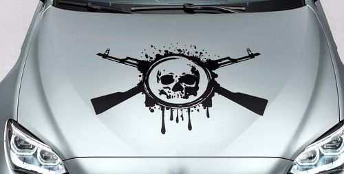 Skull Blood Guns Motorhaube seitlicher Vinyl-Aufkleber für Auto Track Wrangler FJ etc