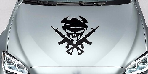 Totenkopf Monster und Waffen Motorhaube Vinyl Aufkleber für Auto Geländewagen Wrangler fj usw.
